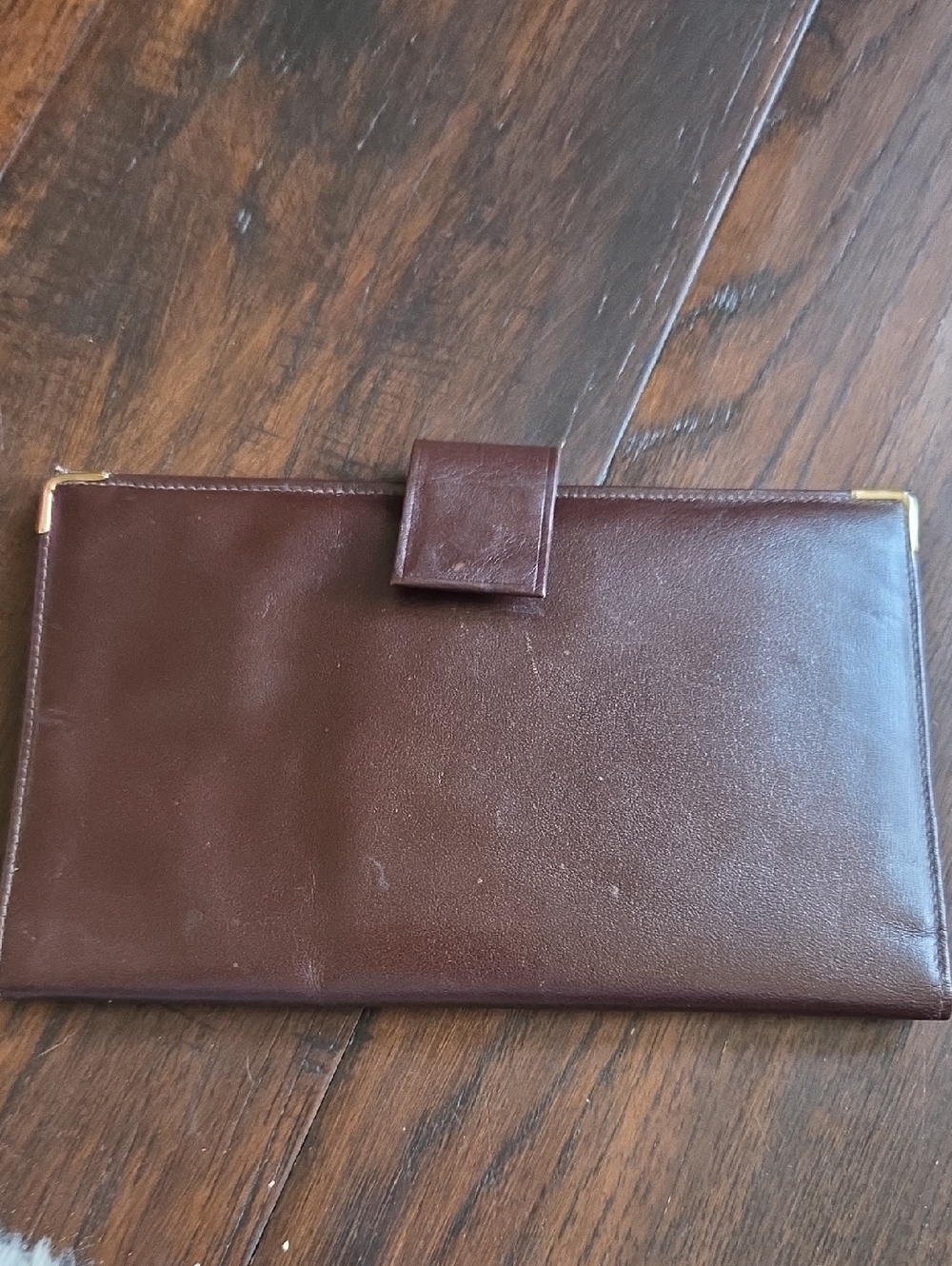 Tilley Vintage Brown Leather Clutch Wallet with Snap Tab